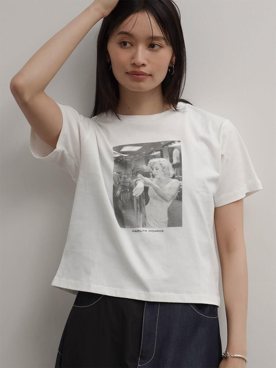 RADIATE 【別注】 Marilyn Monroe フォトプリントショートTシャツ ラシュッド トップス カットソー・Tシャツ ブラック ホワイト