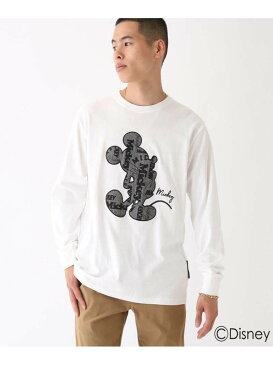 【SALE/65%OFF】BASECONTROL DISNEY ディズニー/パッチワーク ミッキーマウス ロンT ベース ステーション カットソー Tシャツ ホワイト ブラック ベージュ