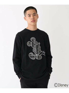 【SALE/65%OFF】BASECONTROL DISNEY ディズニー/パッチワーク ミッキーマウス ロンT ベース ステーション カットソー Tシャツ ホワイト ブラック ベージュ