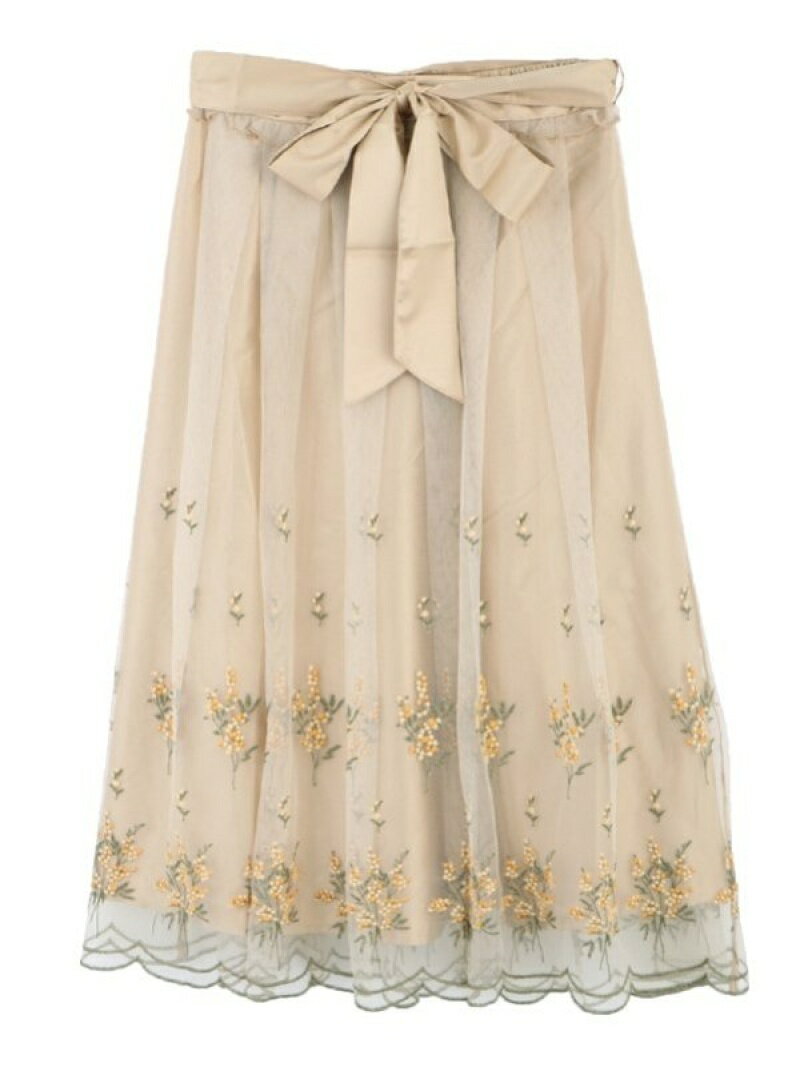 【SALE／49%OFF】axes femme (W)ミモザ刺繍チュールスカート アクシーズファム スカート その他のスカート イエロー ホワイトのサムネイル