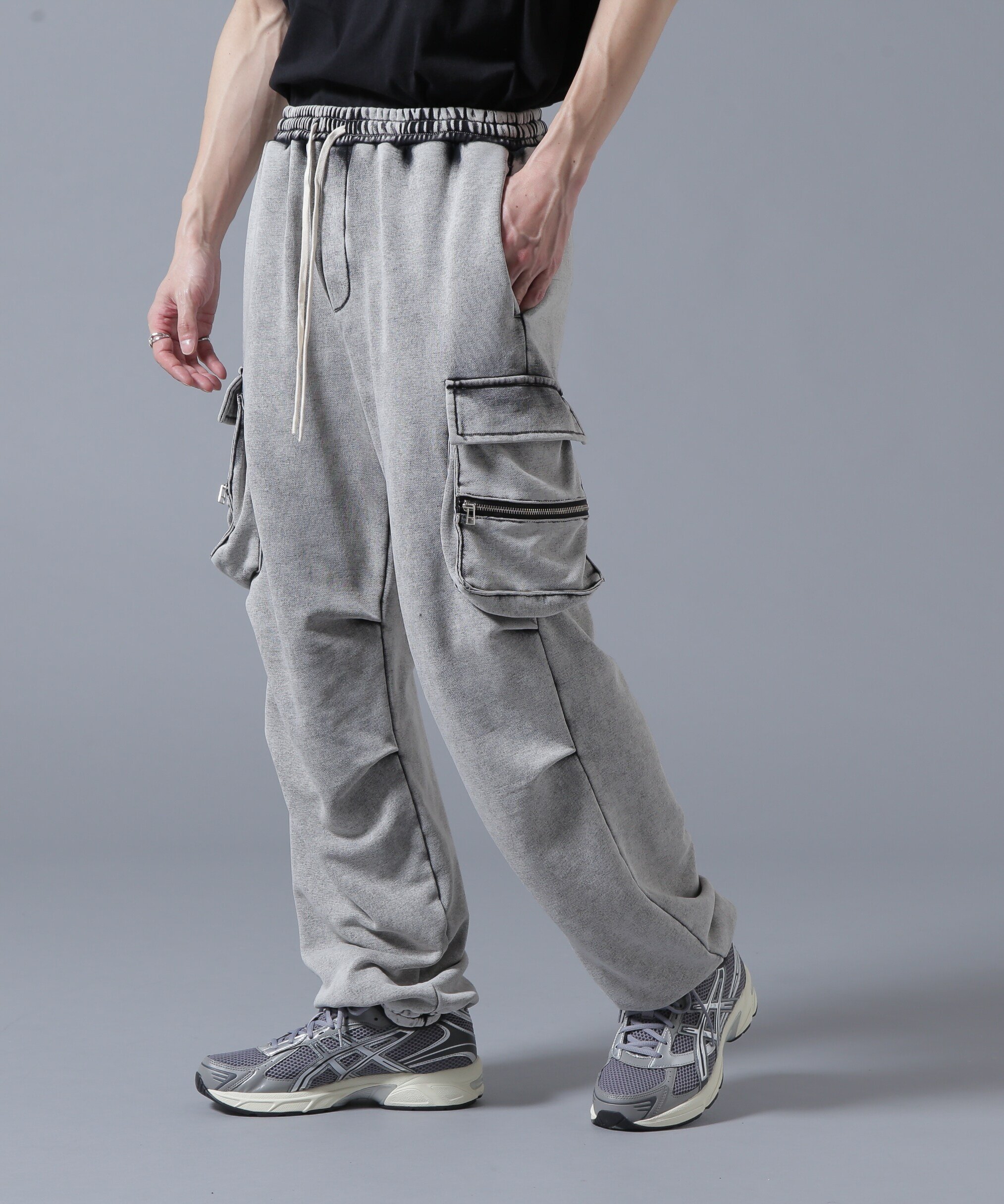 LHP DankeSchon/ダンケシェーン/SWEAT W-POCKET CARGO PANTS エルエイチピー パンツ その他のパンツ グレー ブラック