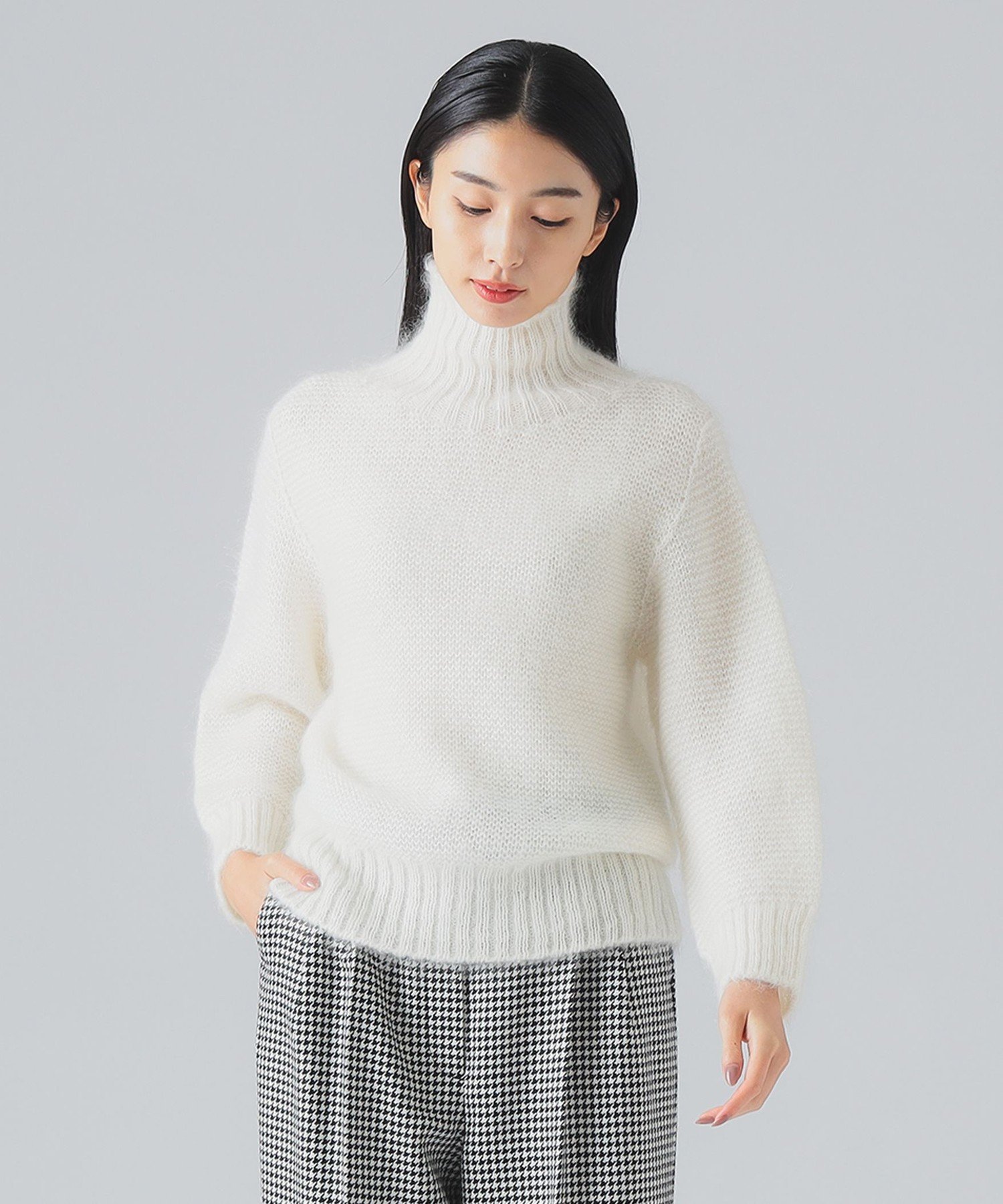 EFFE BEAMS 【YouTubeで紹介】カラー ガーター タートルニット 主役級ニット デミルクス ビームス トップス ニット ホワイト グリーン パープル【送料無料】