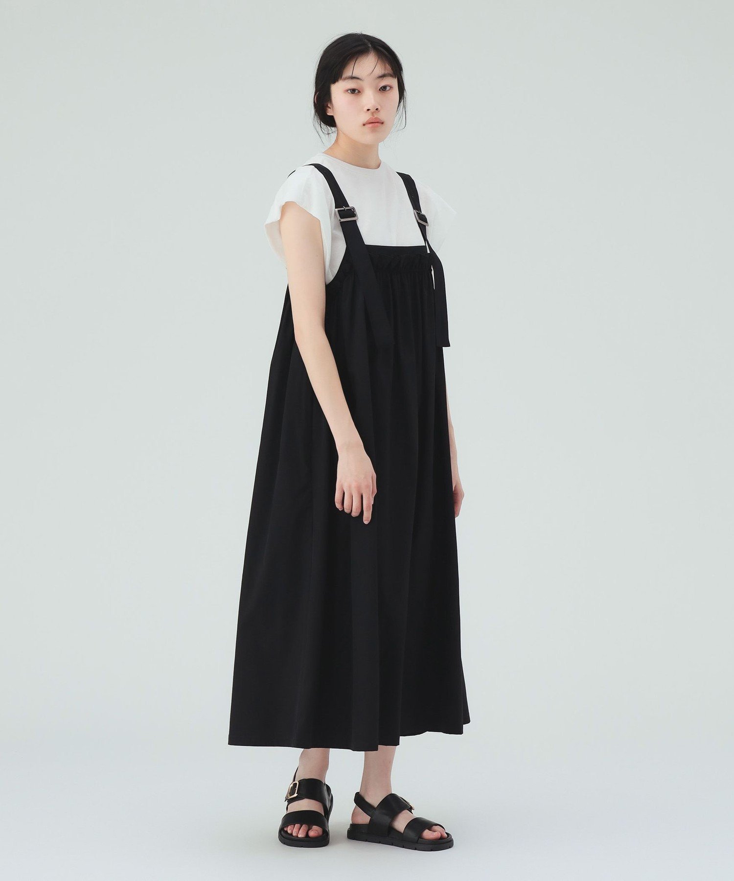 BEAMS HEART WOMEN 2WAY ギャザー ジャンパースカート ビームス ハート ワンピース・ドレス その他のワンピース・ドレス ホワイト グリーン ベージュ ブラック【送料無料】