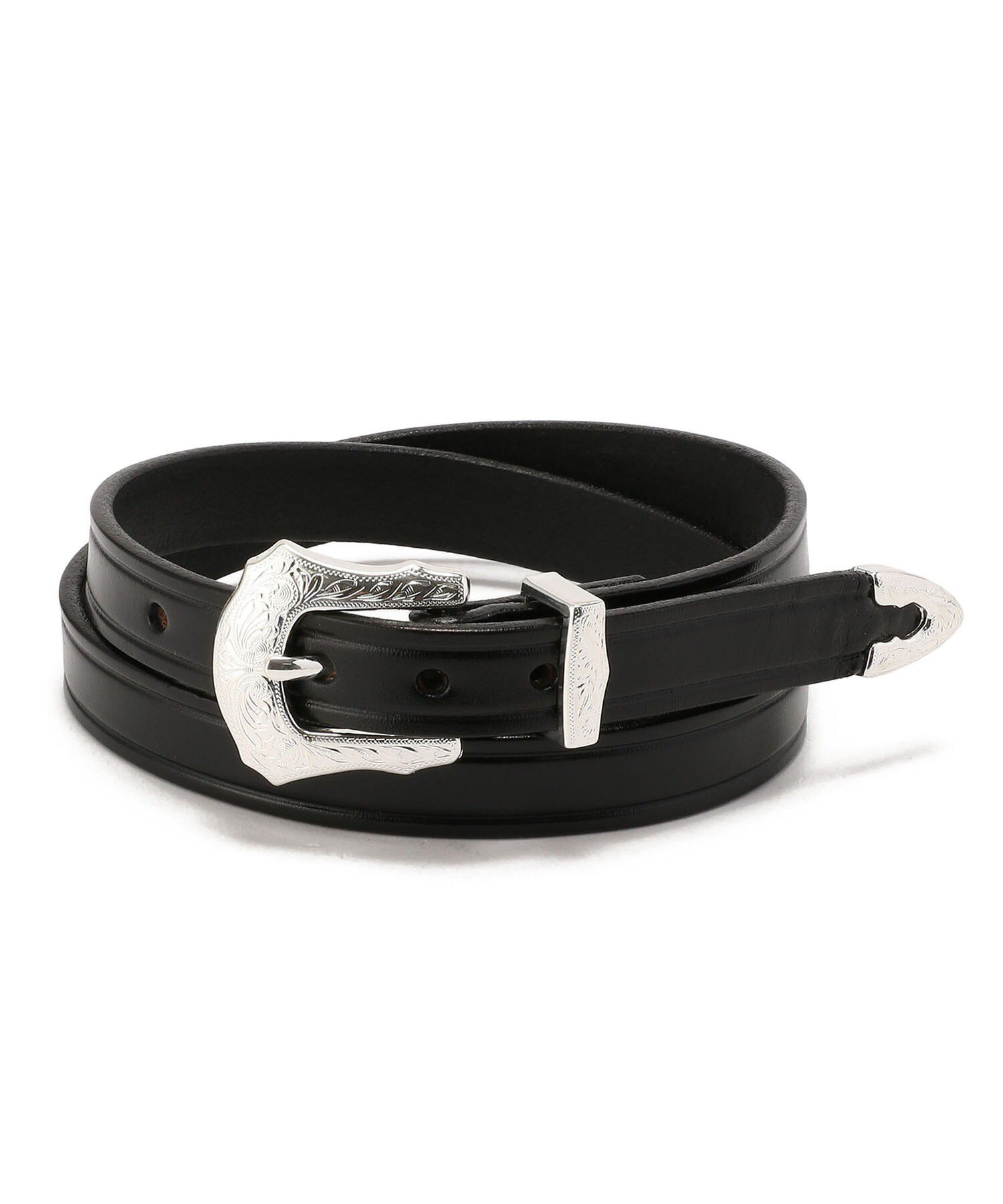 BEAVER TORY LEATHER 3/4 inch 3-Piece Silver Buckle Set Belt ビーバー ファッション雑貨 ベルト ブラック【送料無料】