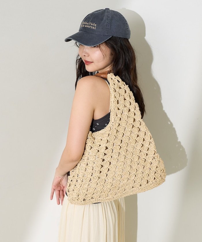 【SALE／21%OFF】FREAK'S STORE トライアングル 編みバッグ 25SS フリークスストア バッグ トートバッグ ブラック シルバー ベージュ【送料無料】のサムネイル