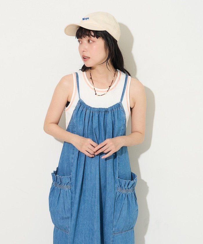 SOMETHING 別注 LOOSE FRILL ONEPIECE フリークスストア ワンピース・ドレス ワンピース ブルー ネイビー【送料無料】