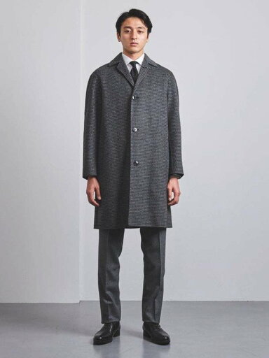 Houndstooth Wool Cotton Coat 1125-199-7369: Dark Grey Houndstooth Wool Cotton Coat 1125-199-7369: Dark Grey