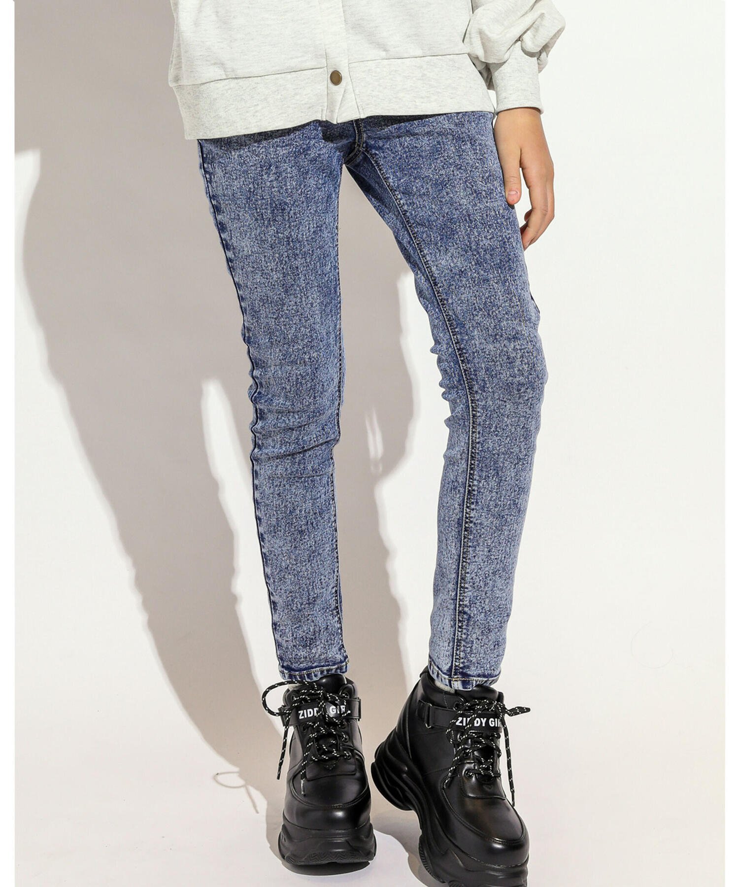 ZIDDY ケミカル デニム レギンス パンツ (130~160cm) ベベ オンライン ストア 靴下・レッグウェア レギンス・スパッツ ネイビー ブルーのサムネイル