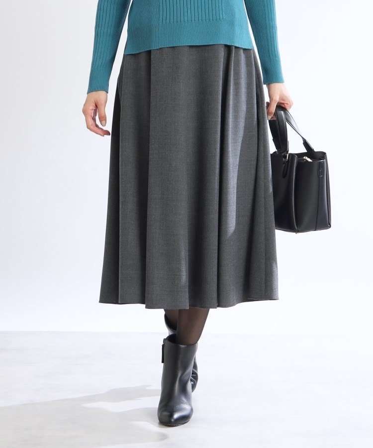 【SALE／30%OFF】Reflect 【美シルエット】サーキュラー風フレアスカート リフレクト スカート ロング・マキシスカート グレー ブラック レッド【送料無料】のサムネイル