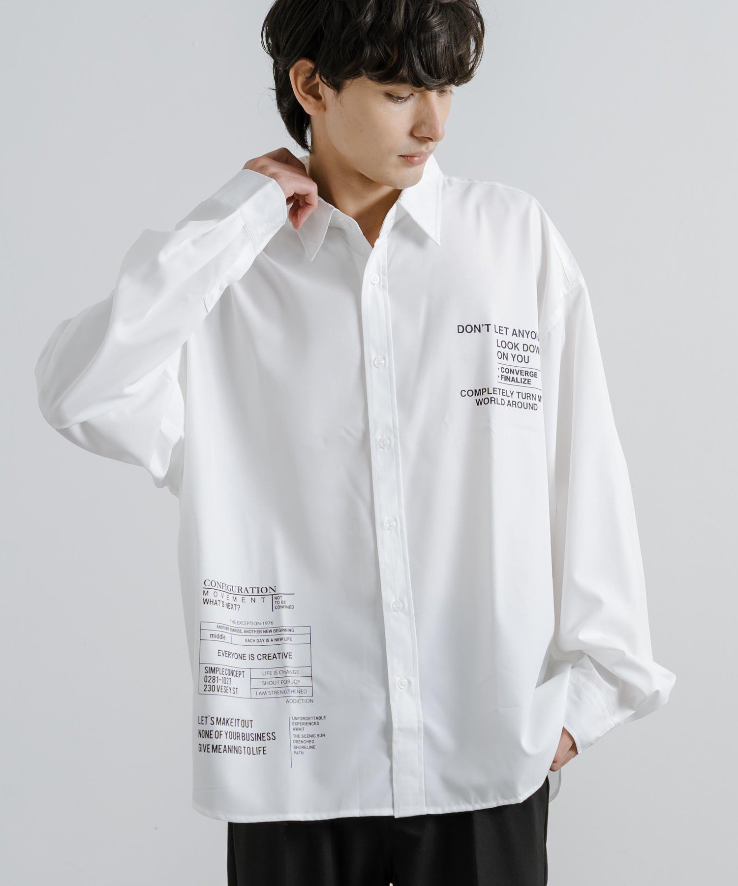 【SALE／50%OFF】Rocky Monroe オーバーサイズ ロゴプリントビッグシャツ ロッキーモンロー トップス シャツ・ブラウス ホワイト ブラックのサムネイル