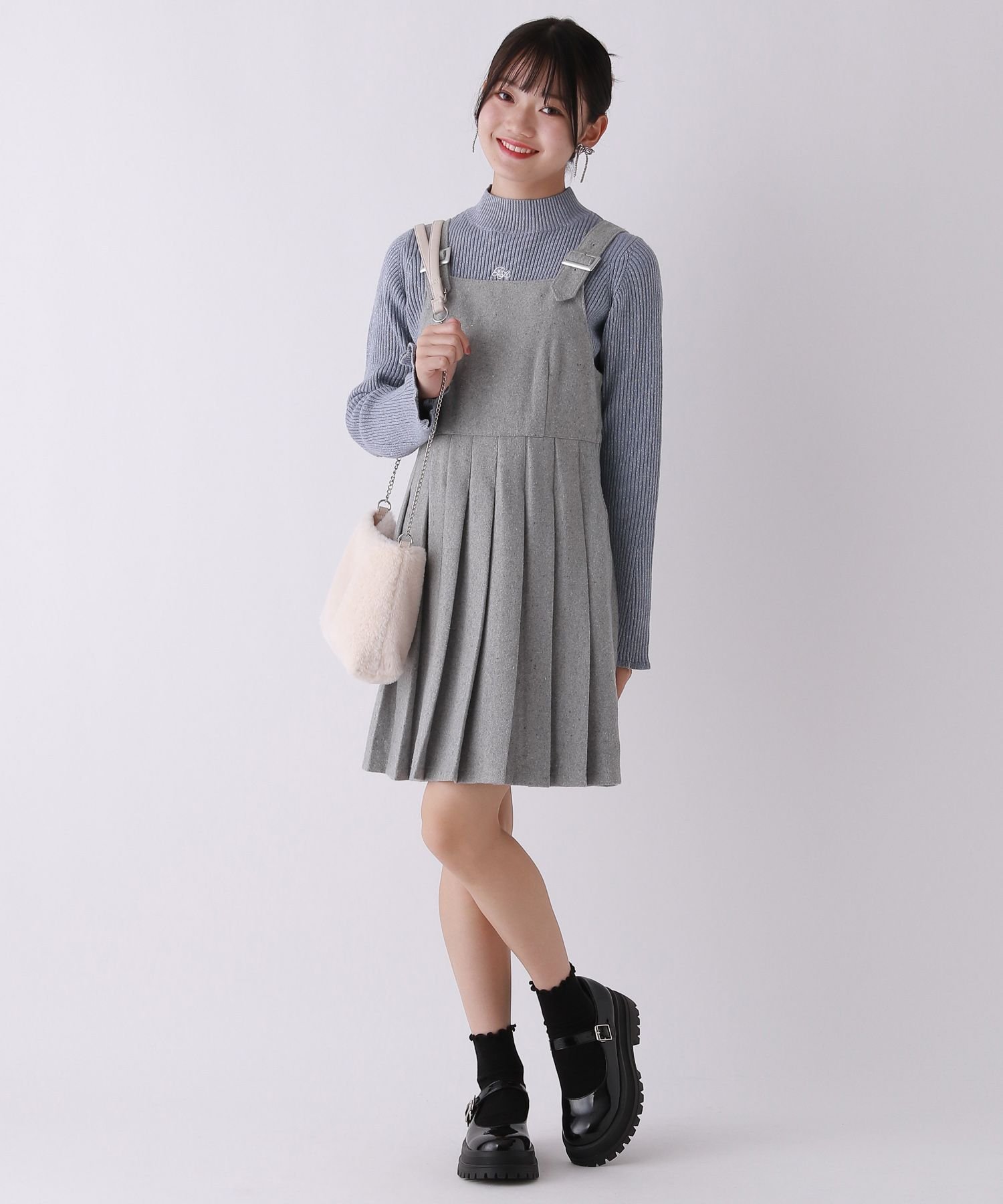 repipi armario フラノプリーツジャンスカ レピピアルマリオ ワンピース・ドレス ジャンパースカート グレー【送料無料】のサムネイル