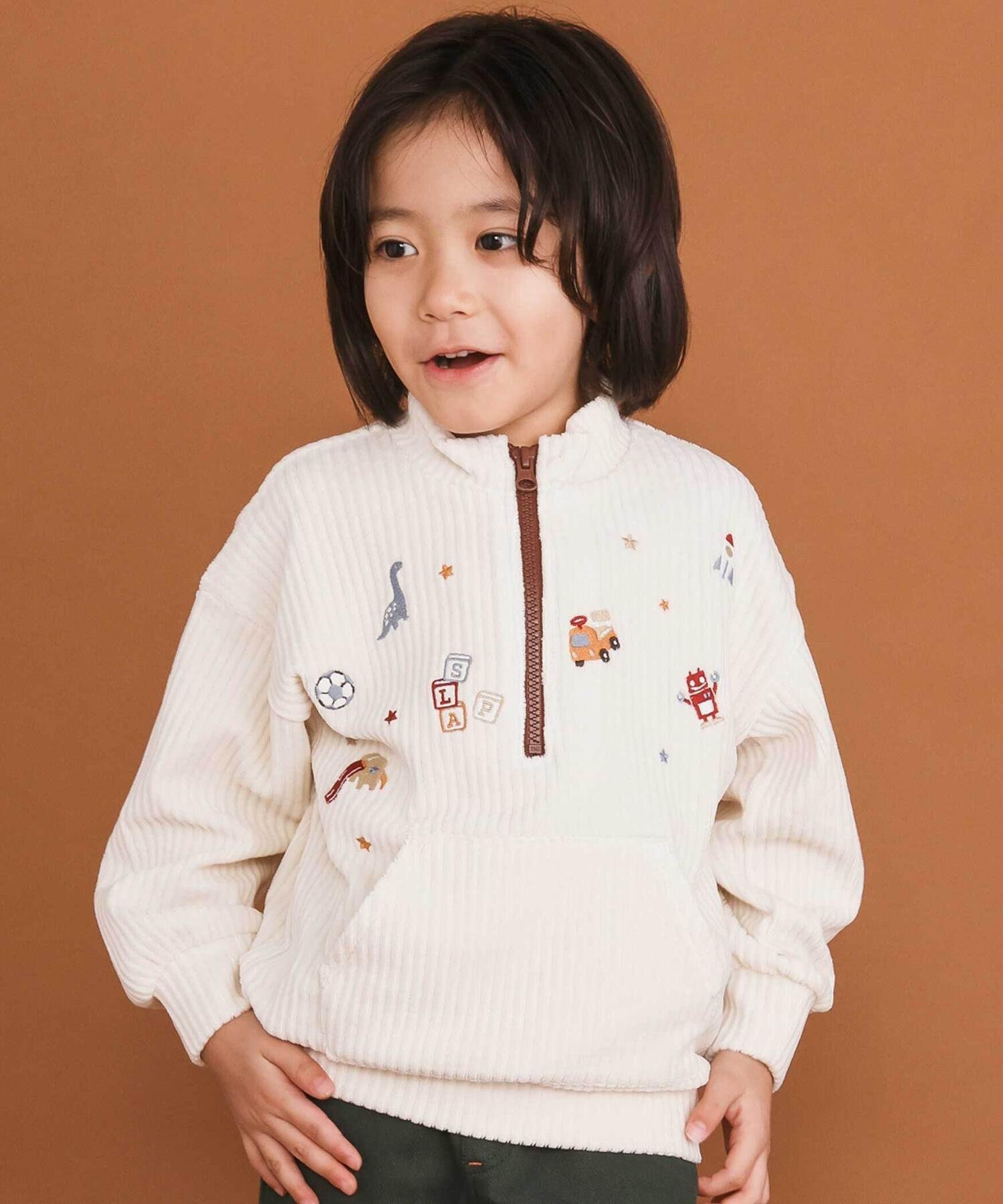 SLAP SLIP 恐竜くるまロケットおもちゃ刺しゅうハーフジップトップス(80~130cm) ベベ オンライン ストア トップス スウェット・トレーナー ネイビー ホワイトのサムネイル