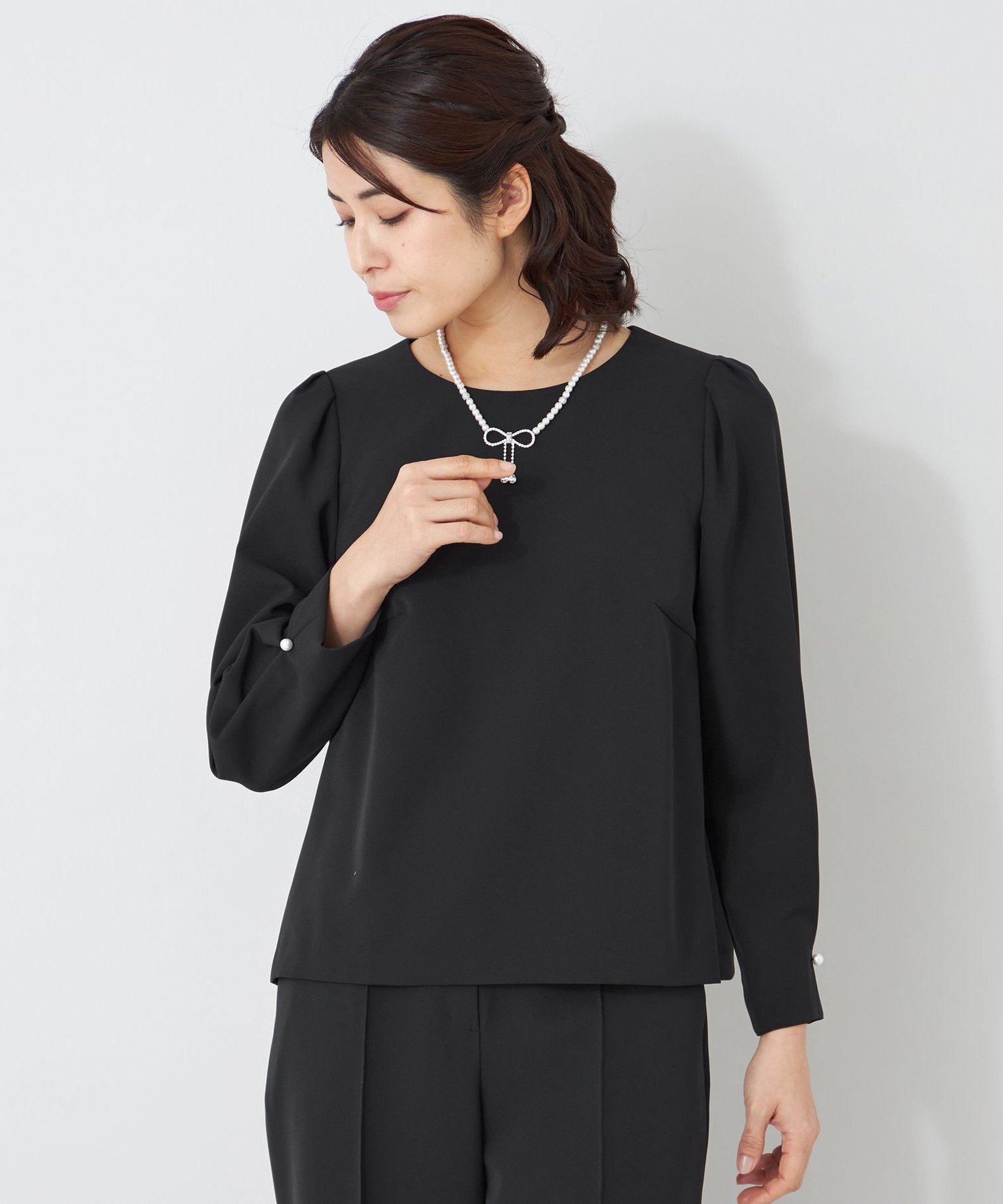 TO BE CHIC デュアルストレッチバックレース ブラウス トゥー ビー シック トップス シャツ・ブラウス ブラック ベージュ ネイビー