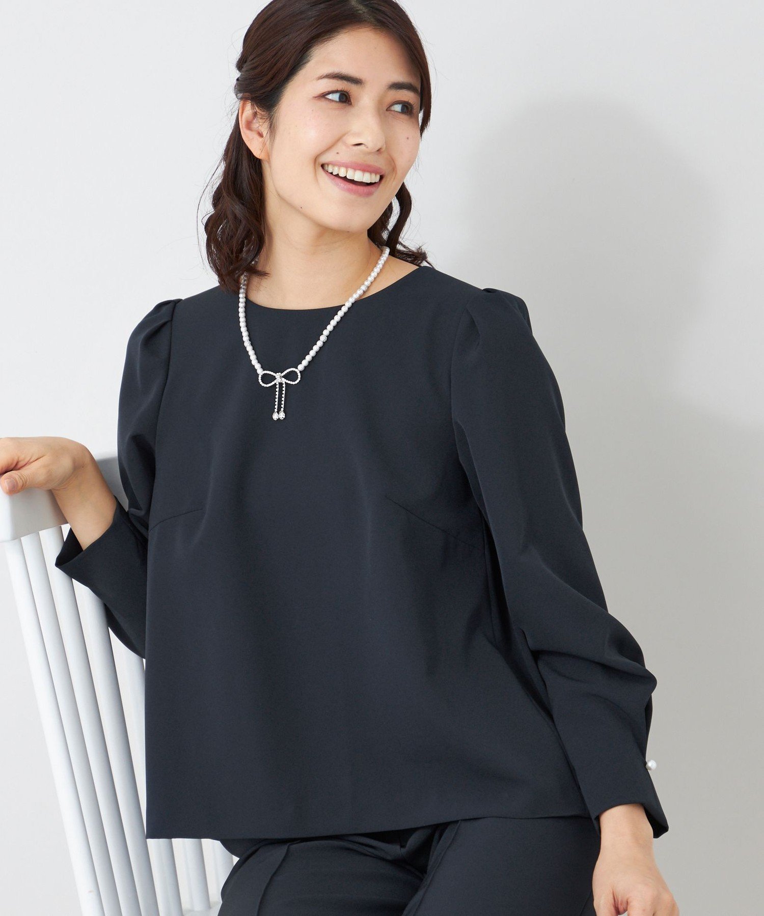 TO BE CHIC デュアルストレッチバックレース ブラウス トゥー ビー シック トップス シャツ・ブラウス ブラック ベージュ ネイビー