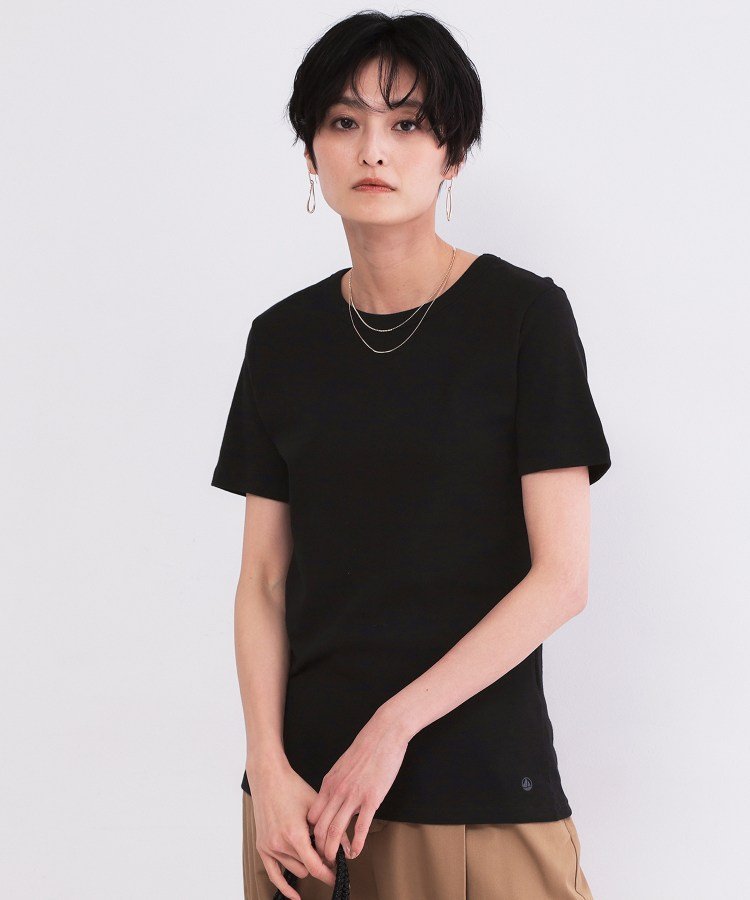 OPAQUE.CLIP 【PETIT BATEAU/プチバトー】クルーネック半袖Tシャツ オペークドットクリップ トップス カットソー・Tシャツ ネイビー ブラック ホワイト【送料無料】