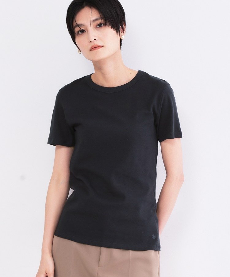 OPAQUE.CLIP 【PETIT BATEAU/プチバトー】クルーネック半袖Tシャツ オペークドットクリップ トップス カットソー・Tシャツ ネイビー ブラック ホワイト【送料無料】
