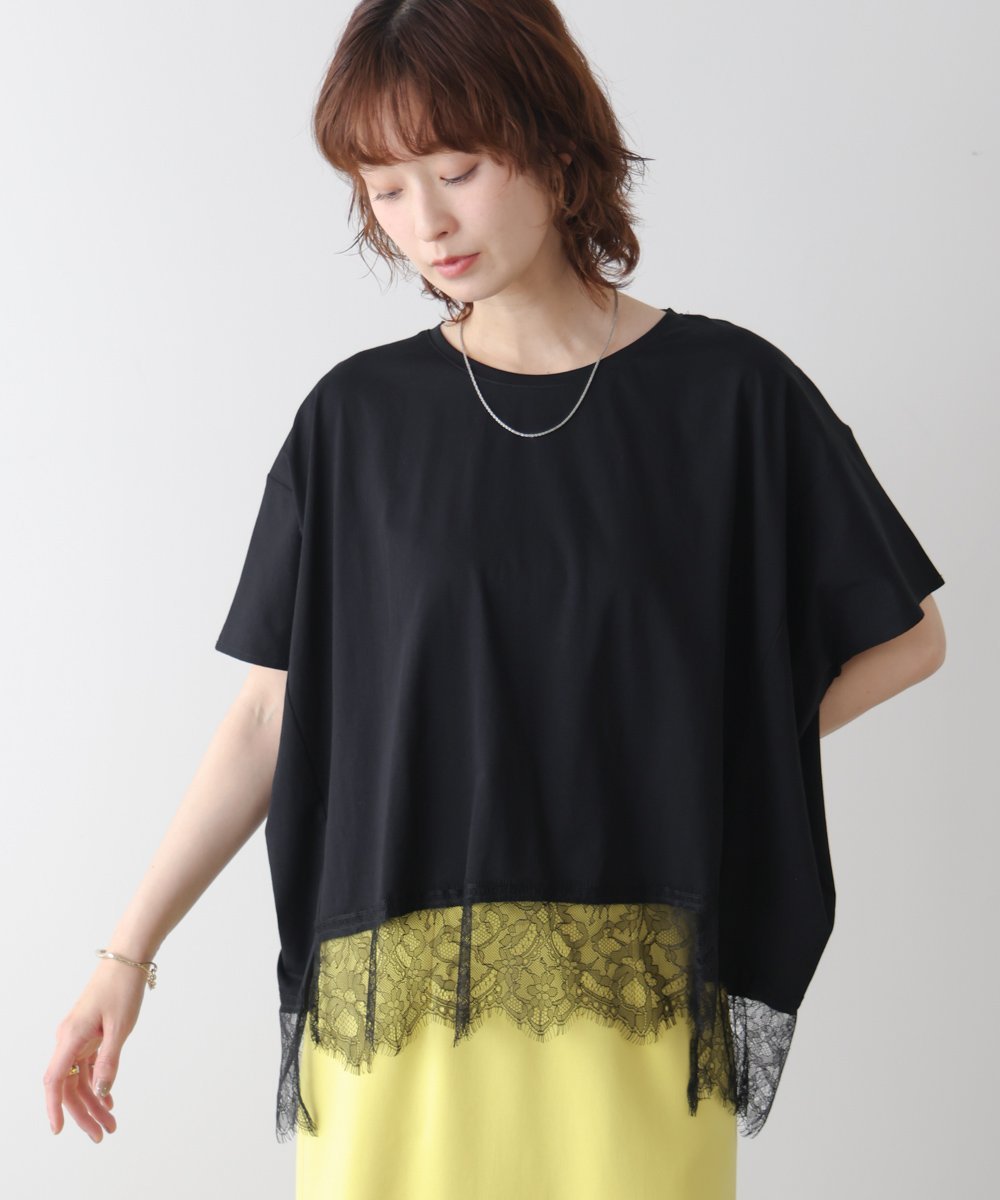 レースドルマンプルオーバー バブ / ブージュルード トップス カットソー・Tシャツ グレー ホワイト ブラック