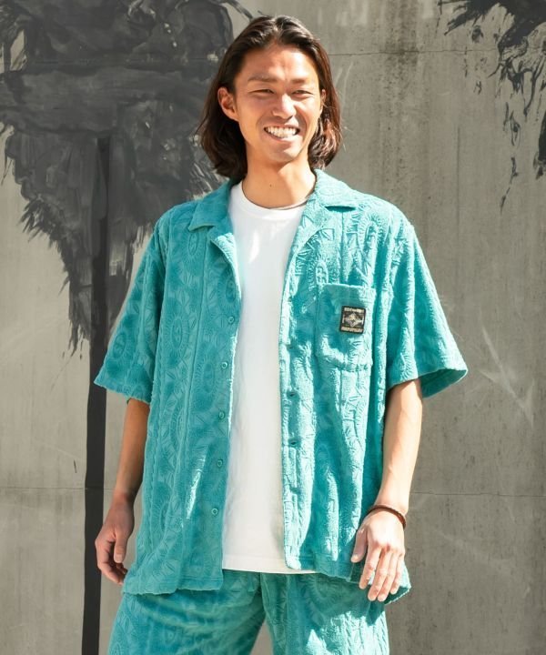 Kahiko 【カヒコ】ヒオラニメンズシャツ【SURF&Palms】 アミナコレクション トップス シャツ・ブラウス ブルー ホワイト ブラック カーキグリーン