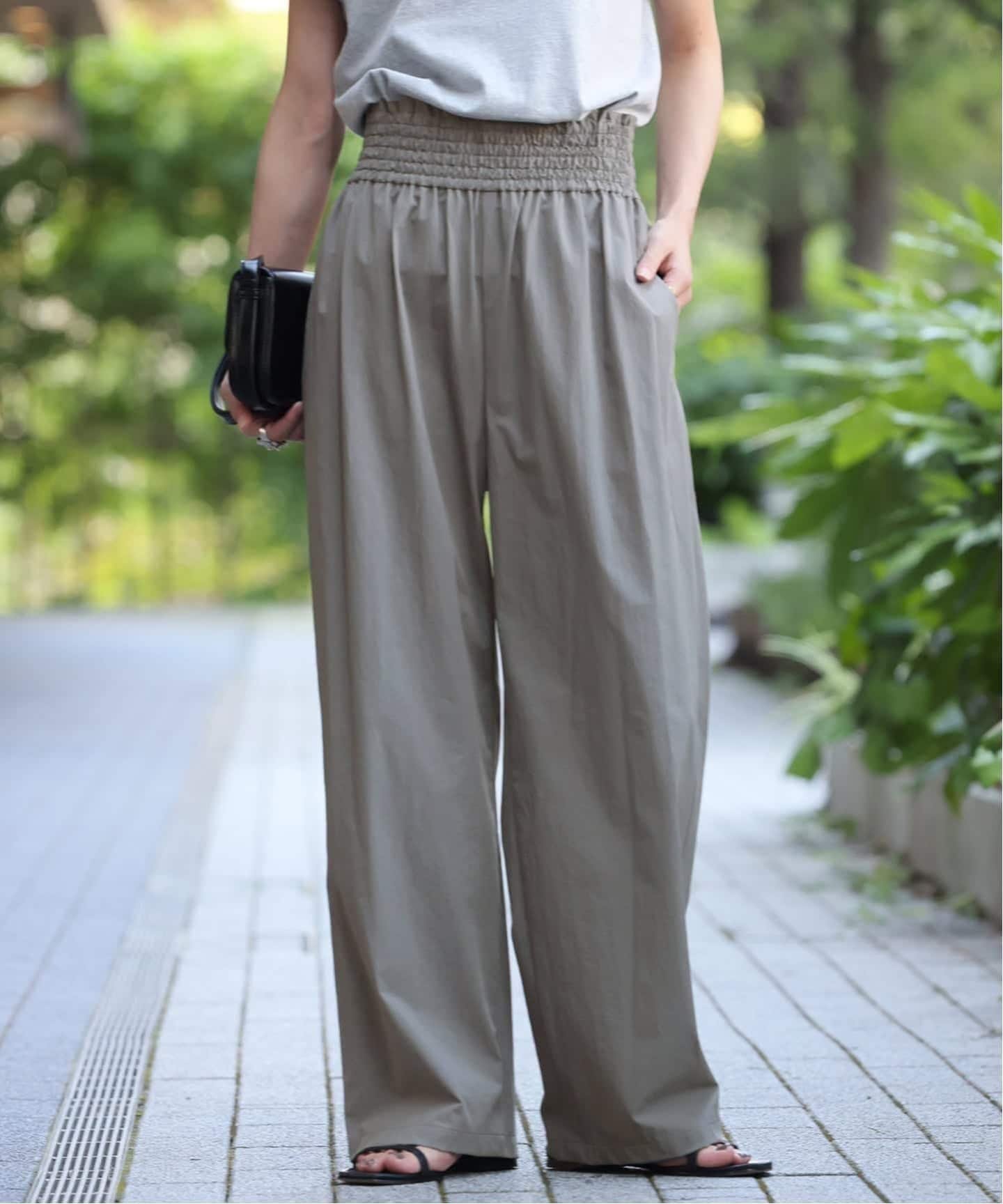 JOURNAL STANDARD 《追加6》【撥水/接触冷感/洗える/UVカット】リネンナイロンストレッチワイドパンツ ジャーナル スタンダード パンツ その他のパンツ グレー ブラック