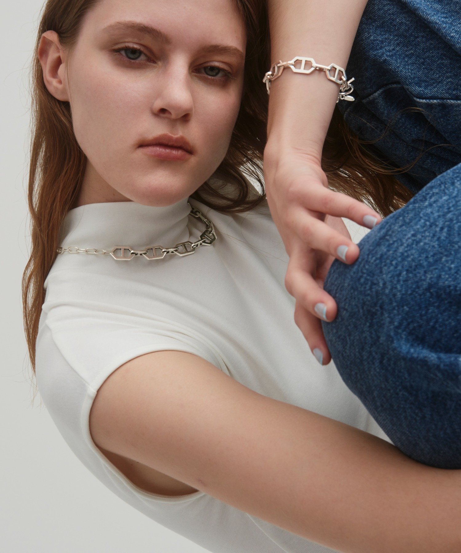 quip queint quip queint/scutum bracelet QU120 シルバー アンカーチェーン ブレスレット セットアップセブン アクセサリー・腕時計 ブレスレット・バングル ブラック【送料無料】