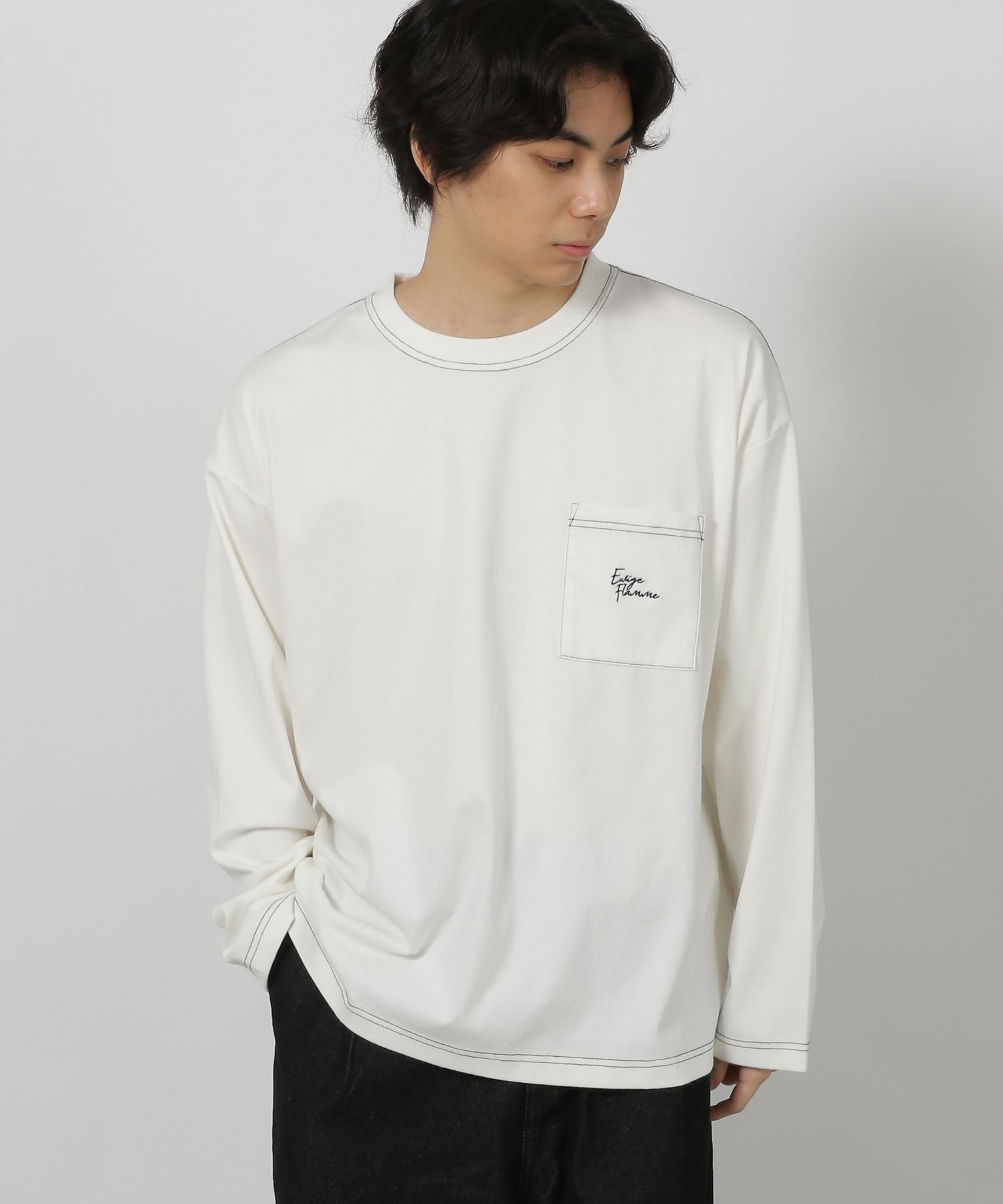 LAKOLE ウォッシュドポケロンT ラコレ トップス カットソー・Tシャツ ブラック ブルー ブラウン ホワイト