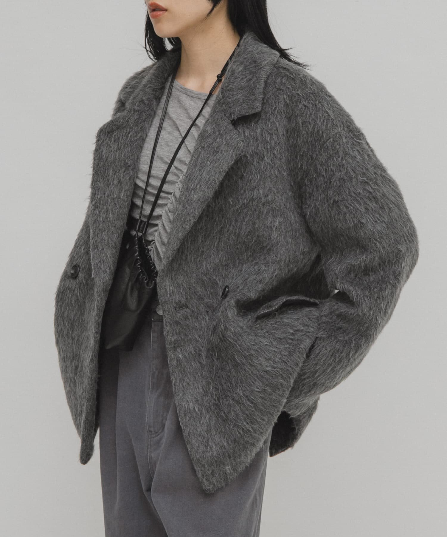 KBF シャギーテーラードジャケット ケービーエフ ジャケット・アウター テーラードジャケット・ブレザー ブラウン グレー ブルー【送料無料】のサムネイル