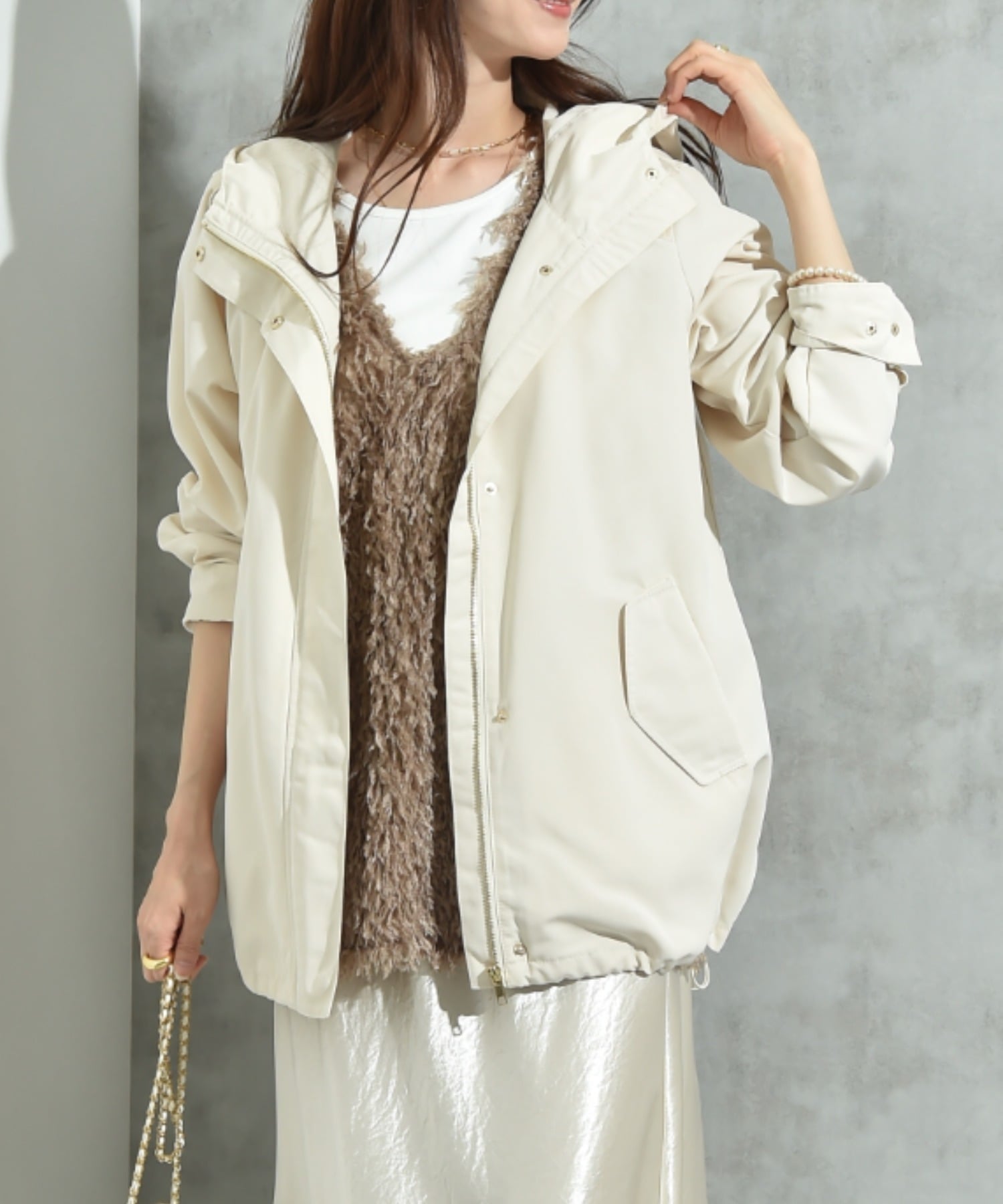 【SALE／52%OFF】INTERPLANET 【撥水・UV加工】キルトライナー付フードショートコート インタープラネ..