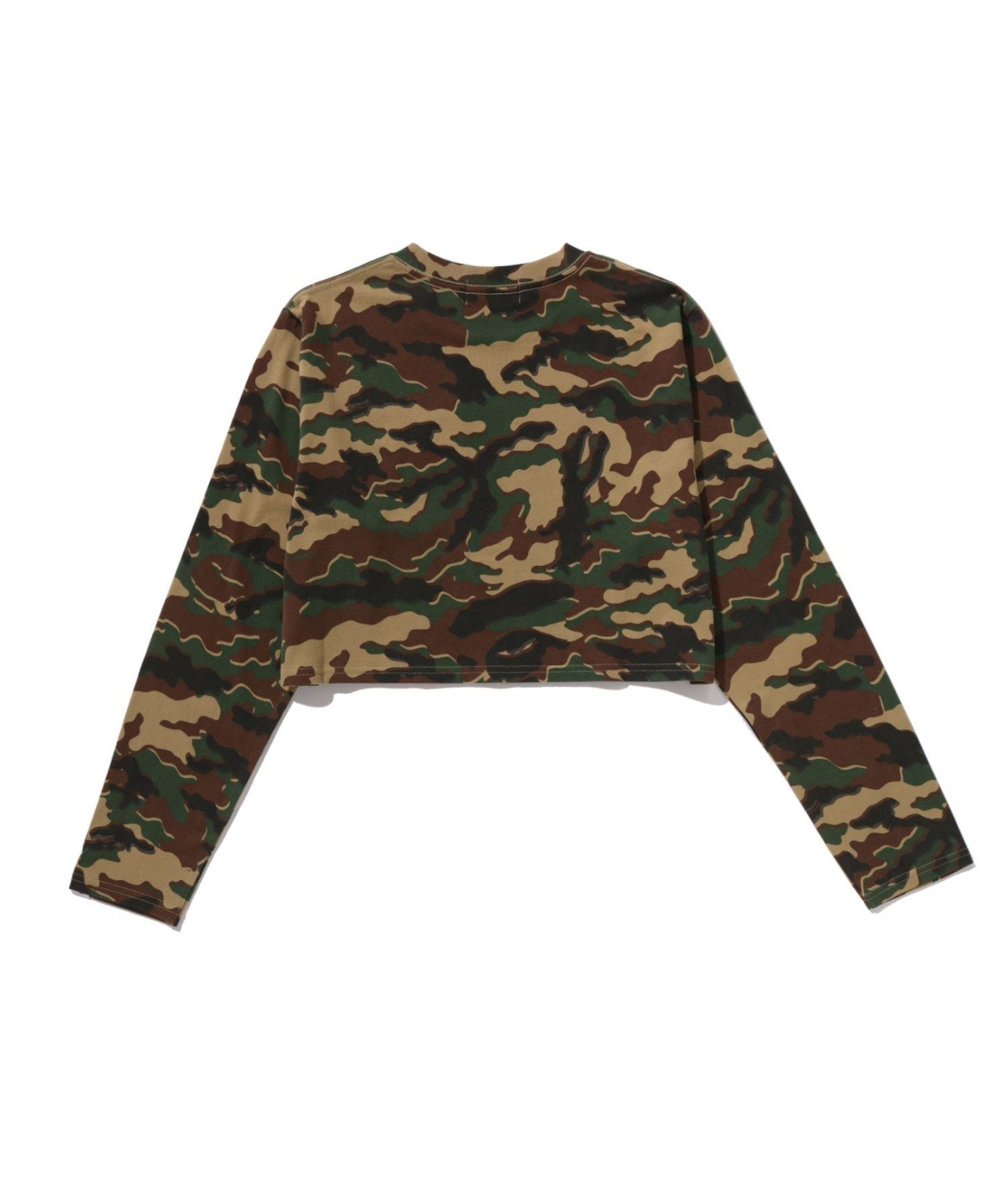 GLITCH WOODLAND CAMO BAPE CROPPED L/S TEE ア ベイシング エイプ トップス カットソー・Tシャツ グリーン ピンク