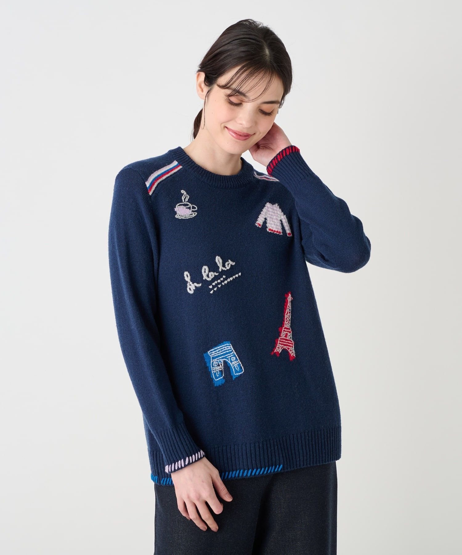 【SALE／18%OFF】Leilian セーター レリアン トップス ニット ネイビー【送料無料】