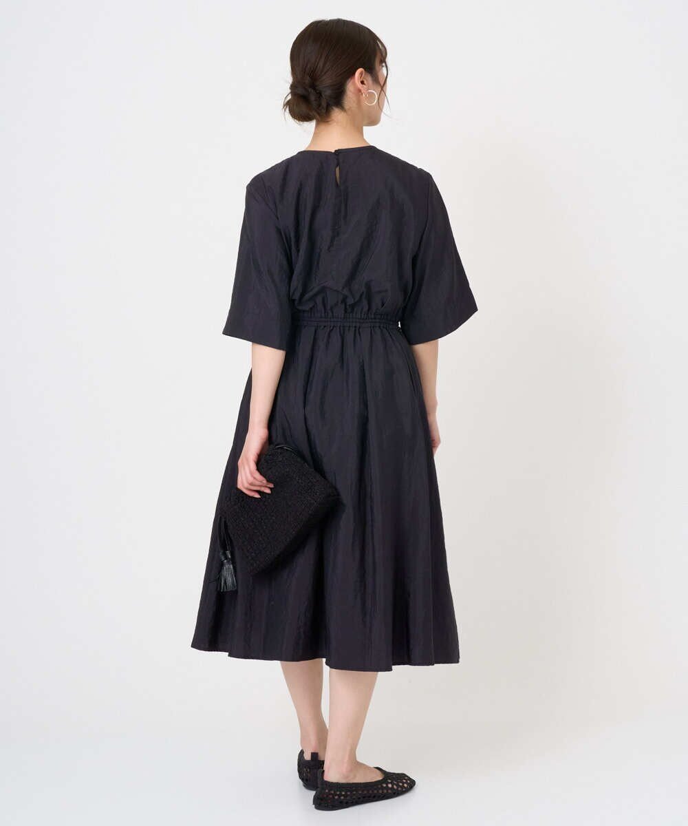 MICHEL KLEIN（小さいサイズ） [小さいサイズ]ナイロンクロス ギャザーワンピース メゾンドゥサンク ワンピース・ドレス ワンピース ブラック