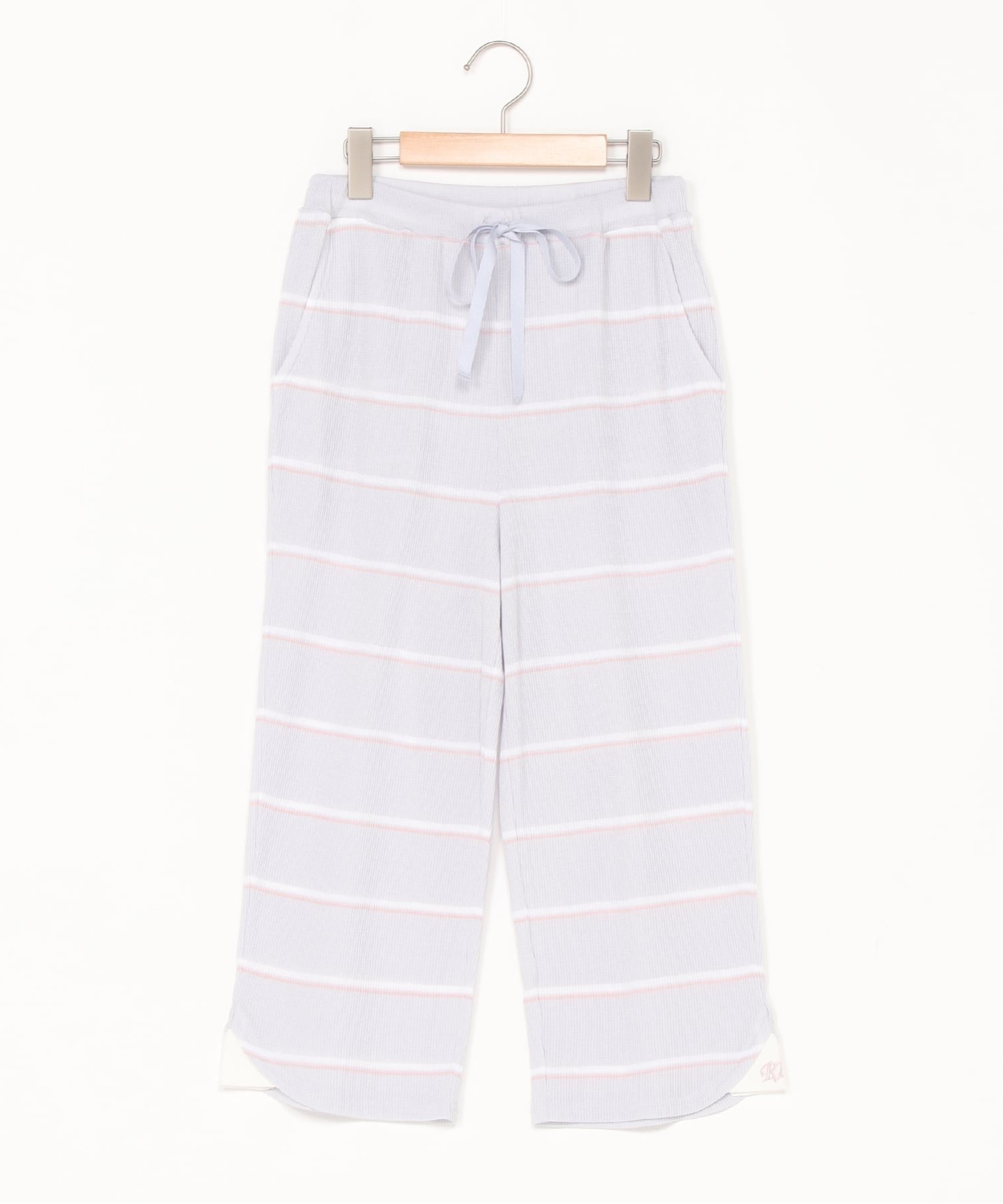 KID BLUE (W)26ワッフルボーダー 8分丈ボトムス キッドブルー インナー・ルームウェア その他のインナー・ルームウェア ピンク グレー