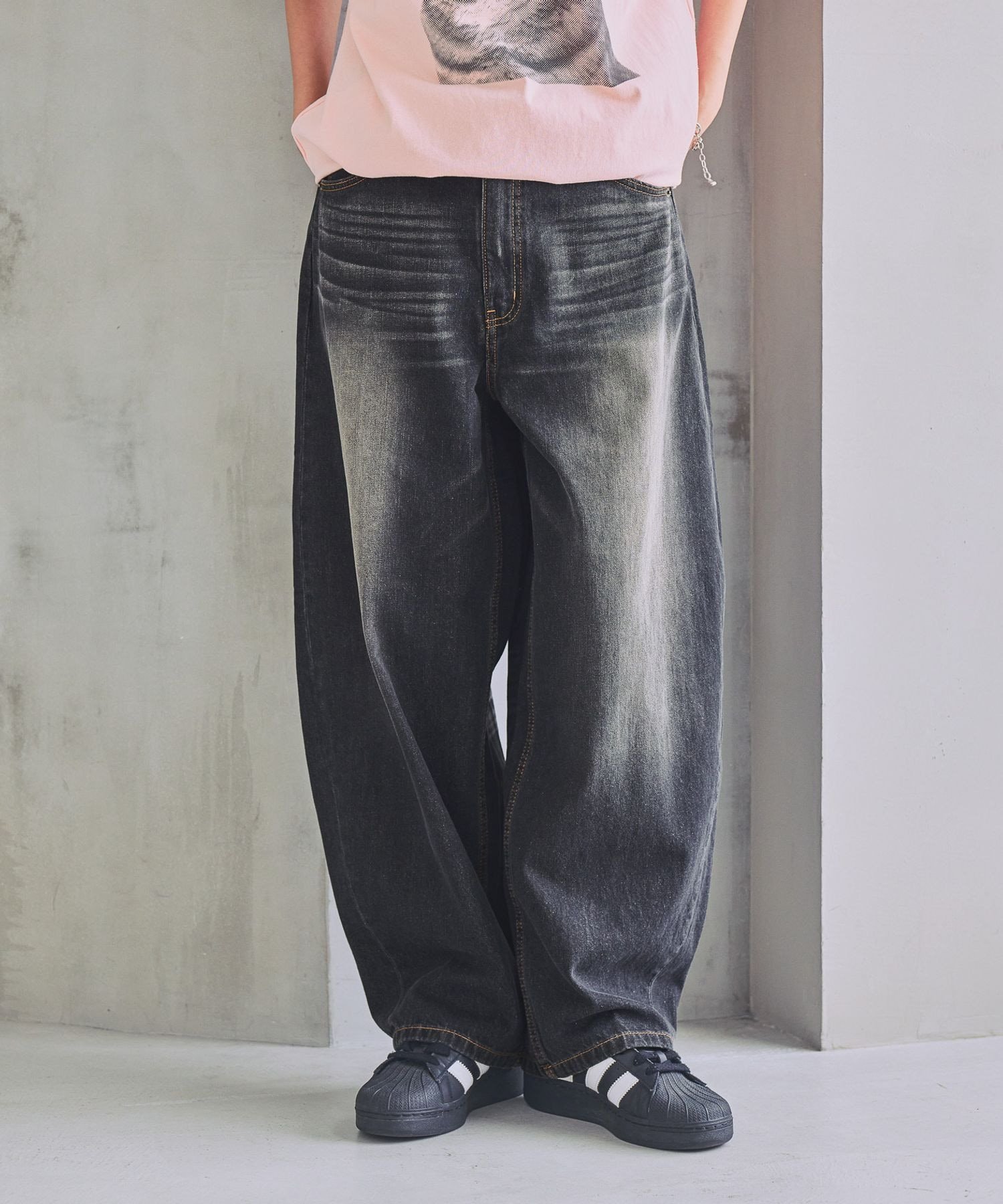 PAGEBOYLIM 【PBLIM/3サイズ展開】サマースラブデニム ページボーイ パンツ ジーンズ・デニムパンツ ブラック ブルー