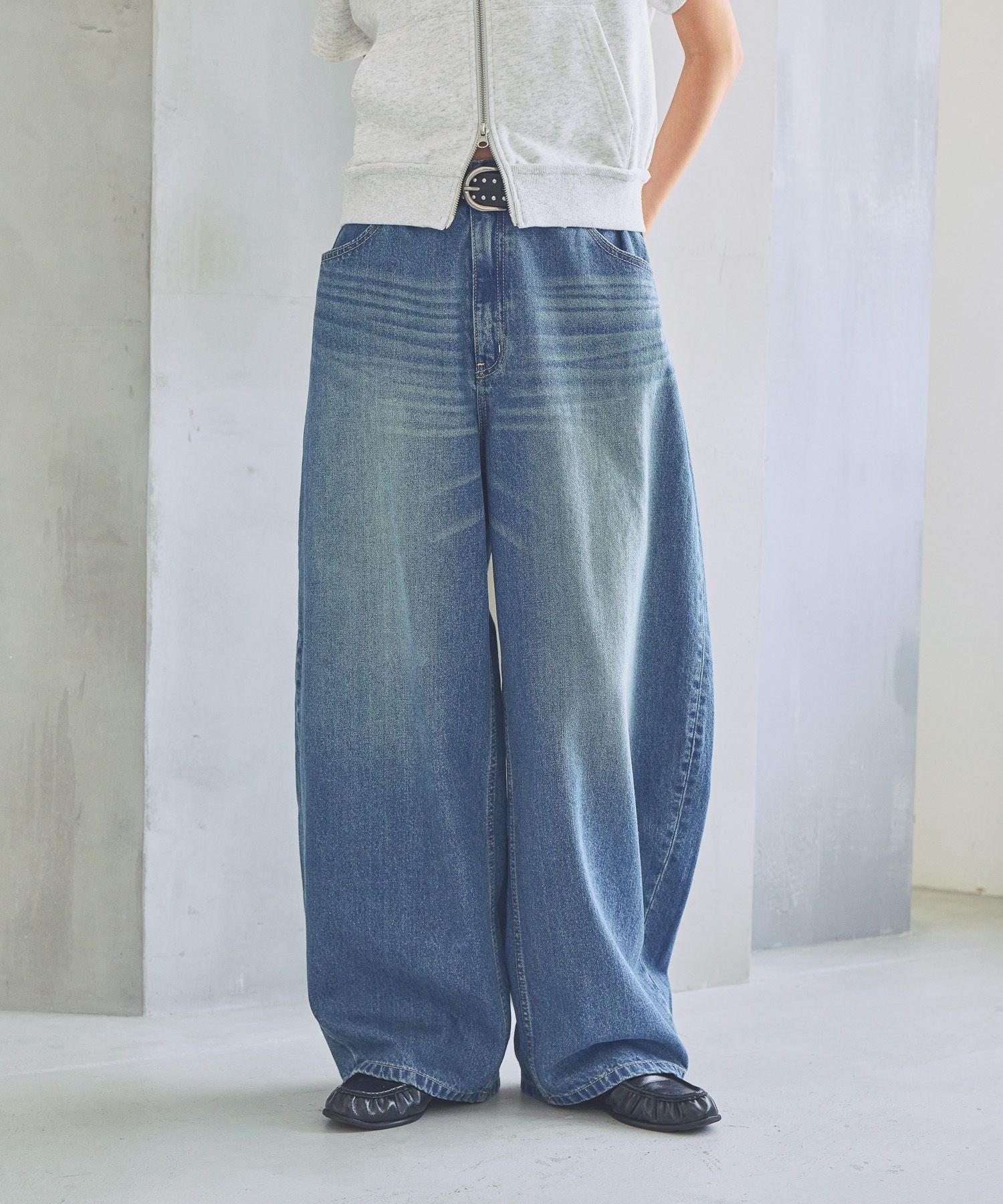 PAGEBOYLIM 【PBLIM/3サイズ展開】サマースラブデニム ページボーイ パンツ ジーンズ・デニムパンツ ブラック ブルー