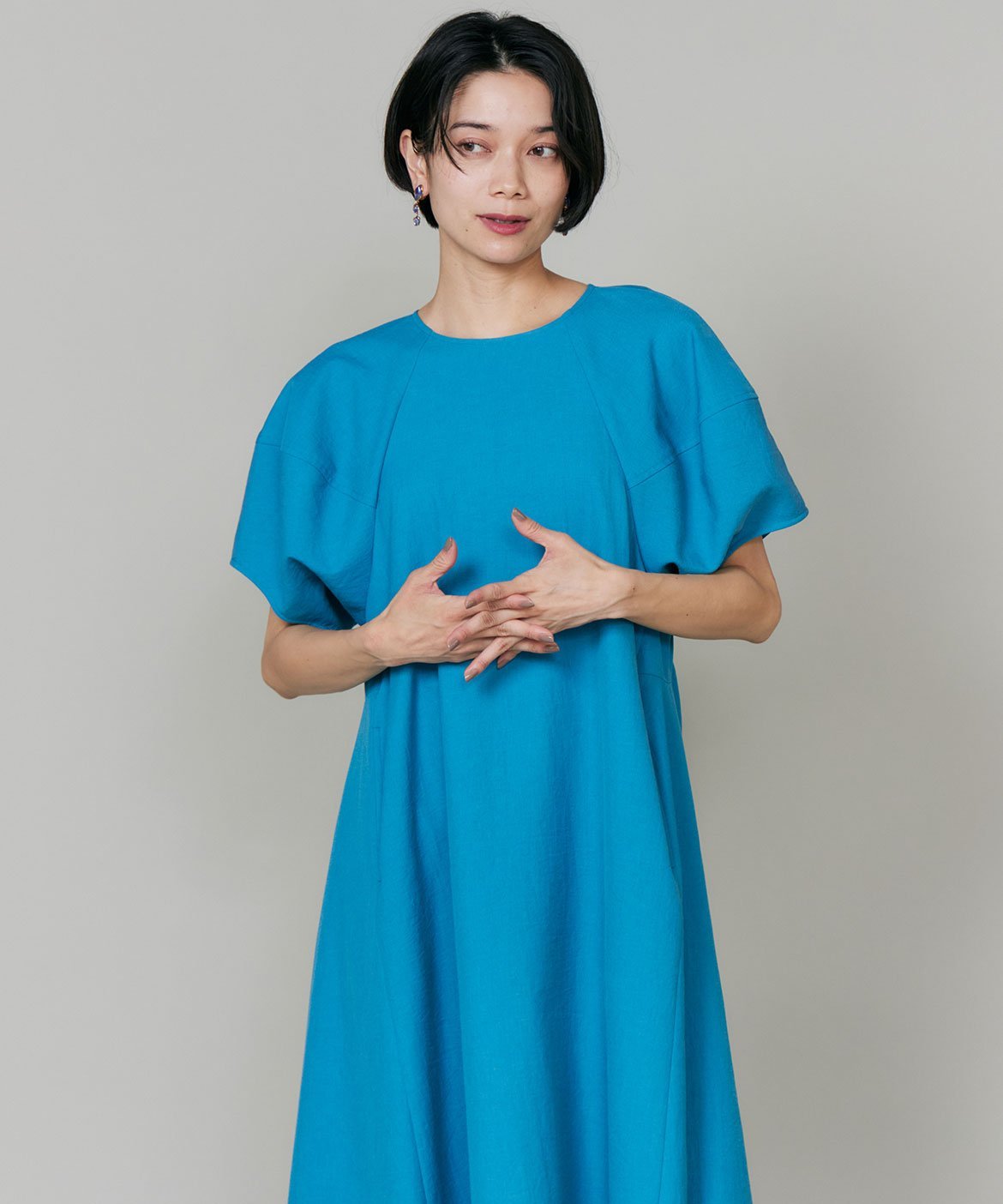 【SALE／40%OFF】INED 《大きいサイズ》ボリュームスリーブワンピース イネド ワンピース・ドレス ワンピース オレンジ ブラウン ブラック【送料無料】