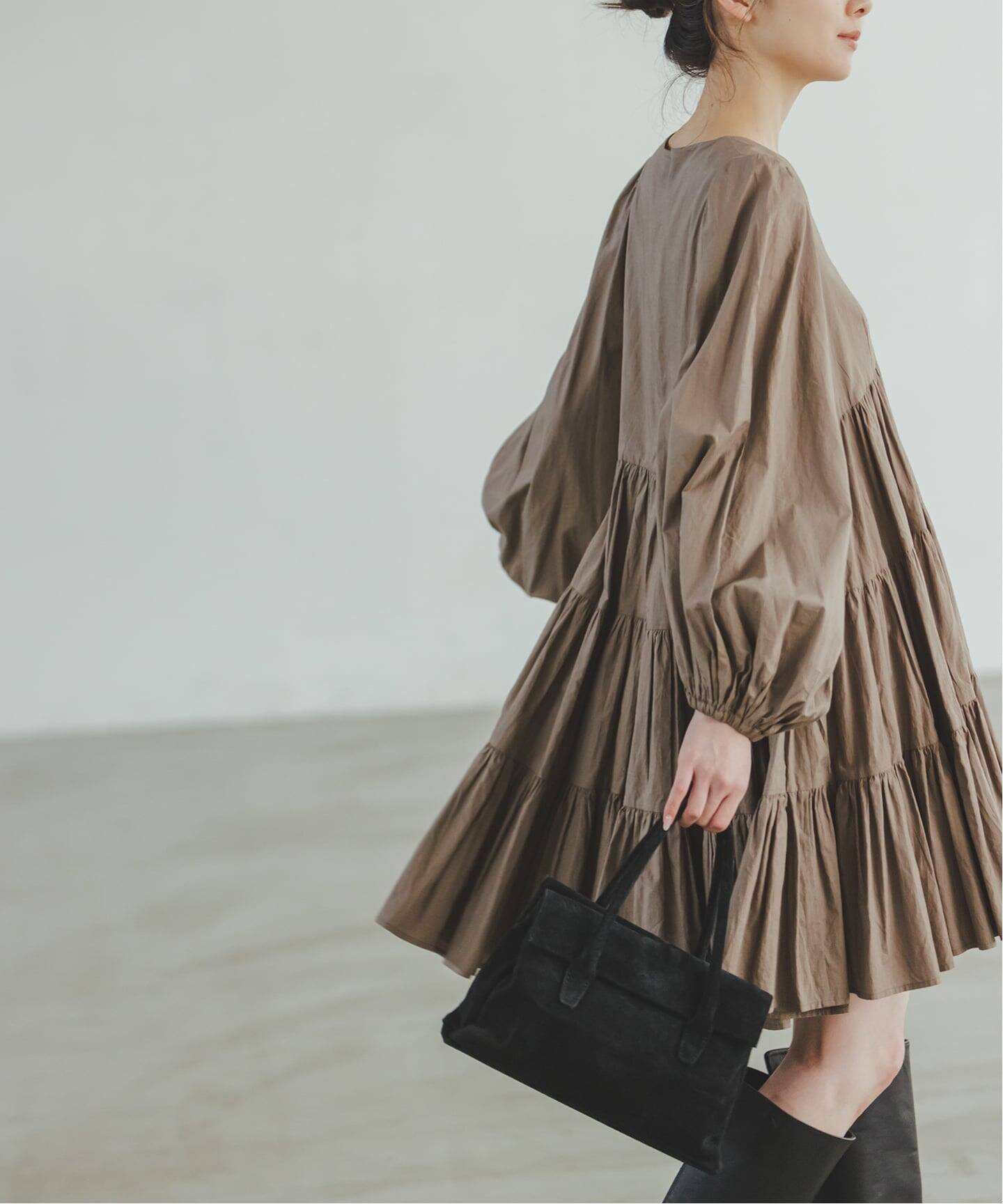 NOBLE 《予約》AULENTTI/オウレンティ スウェードフラップBAG ノーブル バッグ ハンドバッグ ブラック ブラウン