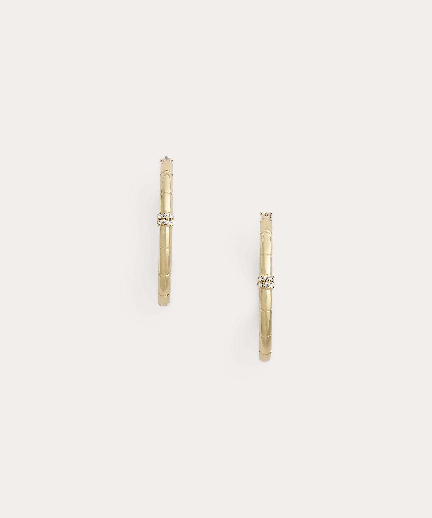 LAUREN RALPH LAUREN パヴェ ゴールドプレーテッド テクスチャード フープ ピアス ラルフローレン アクセサリー・腕時計 ピアス イエロー【送料無料】