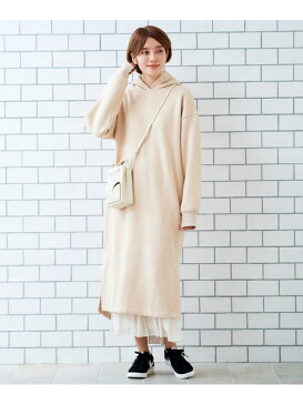 【SALE／70%OFF】le.coeur blanc スエードライク裏毛フーディーワンピース ルクールブラン ワンピース 長袖ワンピース ベージュ ホワイト ピンク グレー