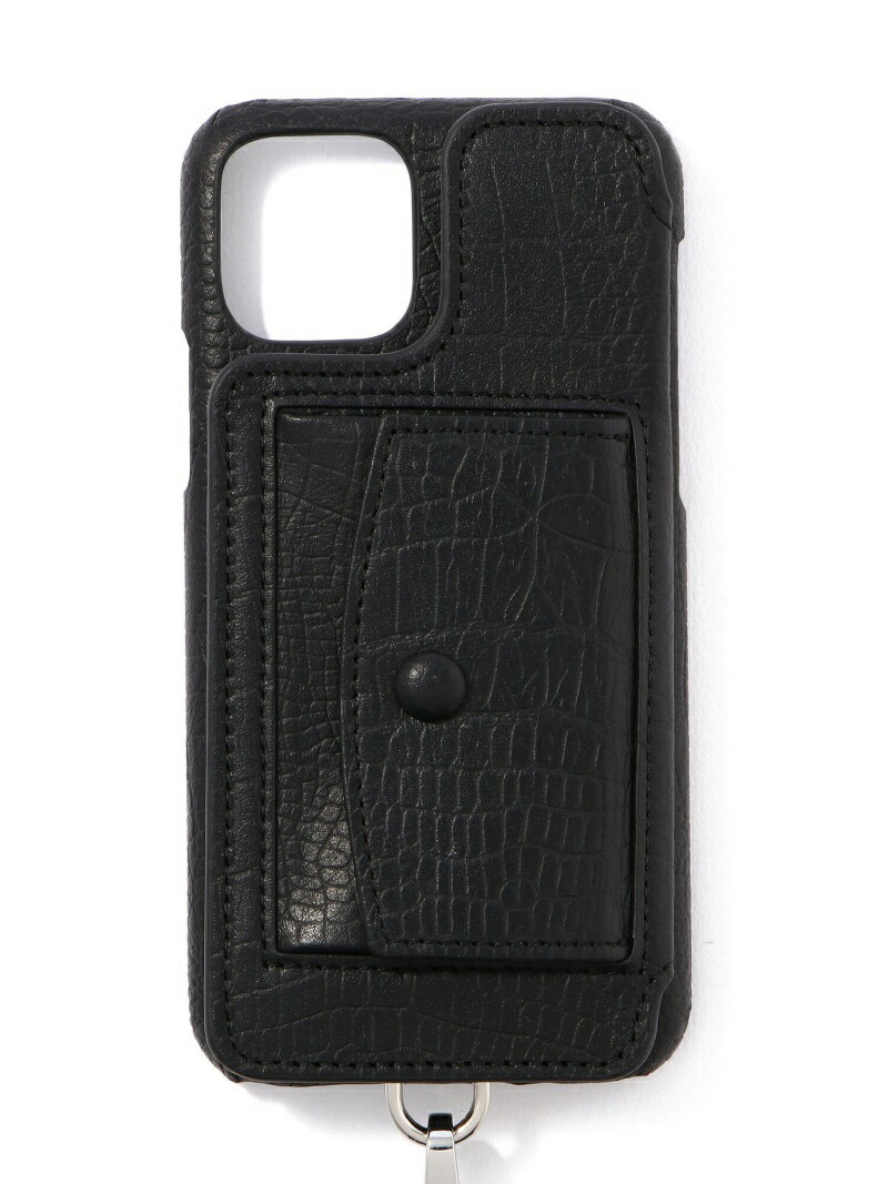 B'2nd メンズ その他 ビーセカンドB'2nd 【DEMIURVO】POCHE Croco 背面手帳型スマホケース iPhone11 Proストラップ付 ビーセカンド その他 その他 ブラック【送料無料】