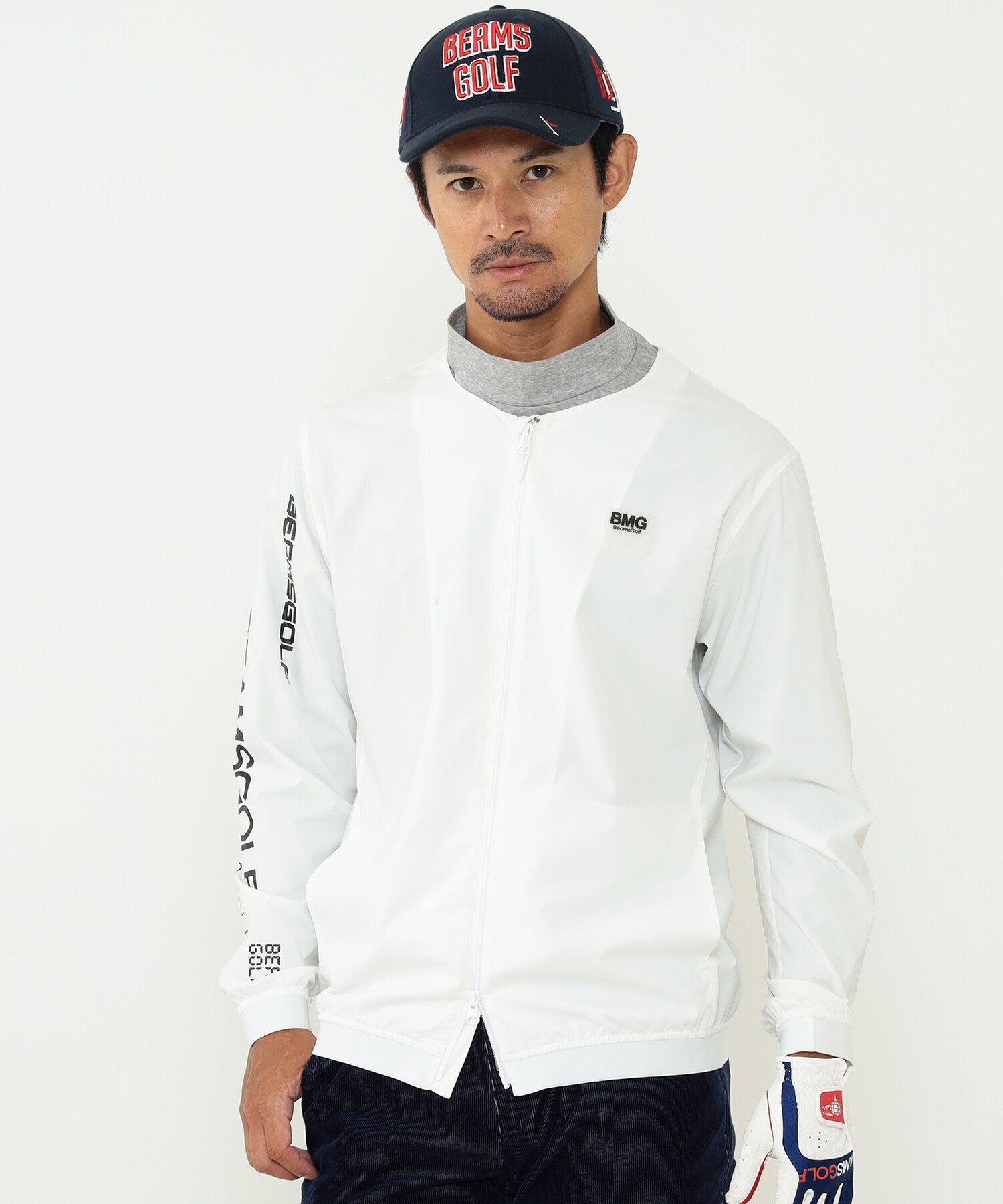 BEAMS GOLF ORANGE LABEL BEAMS GOLF ORANGE LABEL / ミノテック(R)ノーカラーブルゾン ビームス ゴルフ ジャケット・アウター ブルゾン・ジャンパー ホワイト ブラック ネイビー【送料無料】