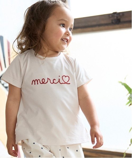 petit main 【水陸両用】ロゴ刺しゅうTシャツ(キッズサイズ) ナルミヤオンライン トップス カットソー・Tシャツ パープル カーキグリーン ホワイト ネイビーのサムネイル