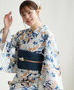 Nico@ntique ニコアンティーク 浴衣3点セット フロスティブルーの花 Fサイズ ウタタネ 着物・浴衣・和装小物 浴衣 ブルー【送料無料】