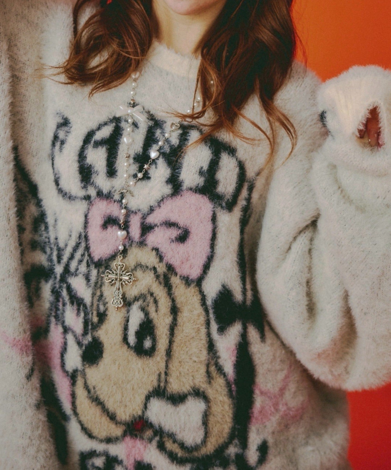 GALFY 【GALFY】ふわふわダークキャンディーニット ネバーマインドザエックスユー/チカシツプラス トップス ニット ホワイト ブラック ピンク【送料無料...