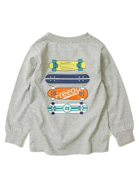 devirock デビラボ バックプリント袖リブ長袖Tシャツ ロンT デビロック 子供服 キッズ デビロック カットソー Tシャツ グレー ブラック パープル ホワイト ブルー