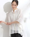 【SALE/10%OFF】SHOO・LA・RUE 大人レトロスタイルに レースポンチョシャツ シューラルー トップス シャツ・ブラウス ブラウン ホワイト ブラック