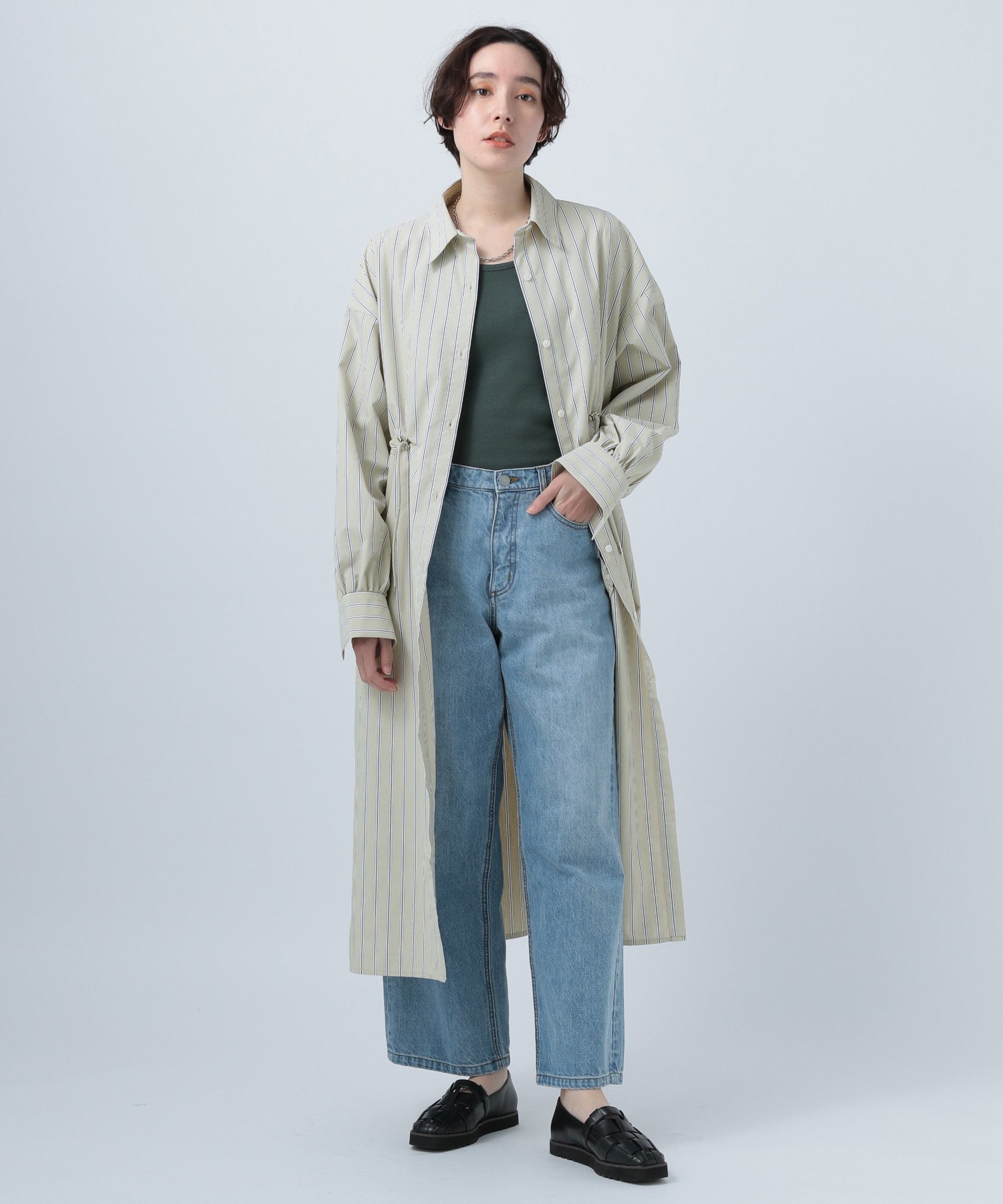 【SALE／40%OFF】BAYFLOW (W)アソートストライプSHOP ベイフロー ワンピース・ドレス シャツワンピース ベージュ ホワイト ブルー【送料無料】