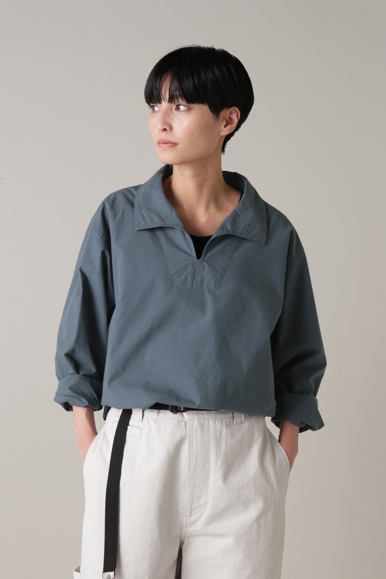 楽天Rakuten FashionMHL. ORGANIC COTTON PLAINWEAVE マーガレット・ハウエル トップス シャツ・ブラウス ブルー ホワイト【送料無料】