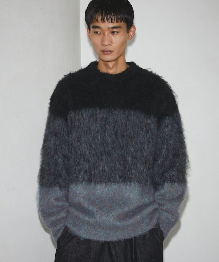 Firsthand グラデーションシャギークルーネックニット / シャギーニット 24AW フリークスストア トップス ニット ブラック ベージュ ブルー【送料無料】のサムネイル