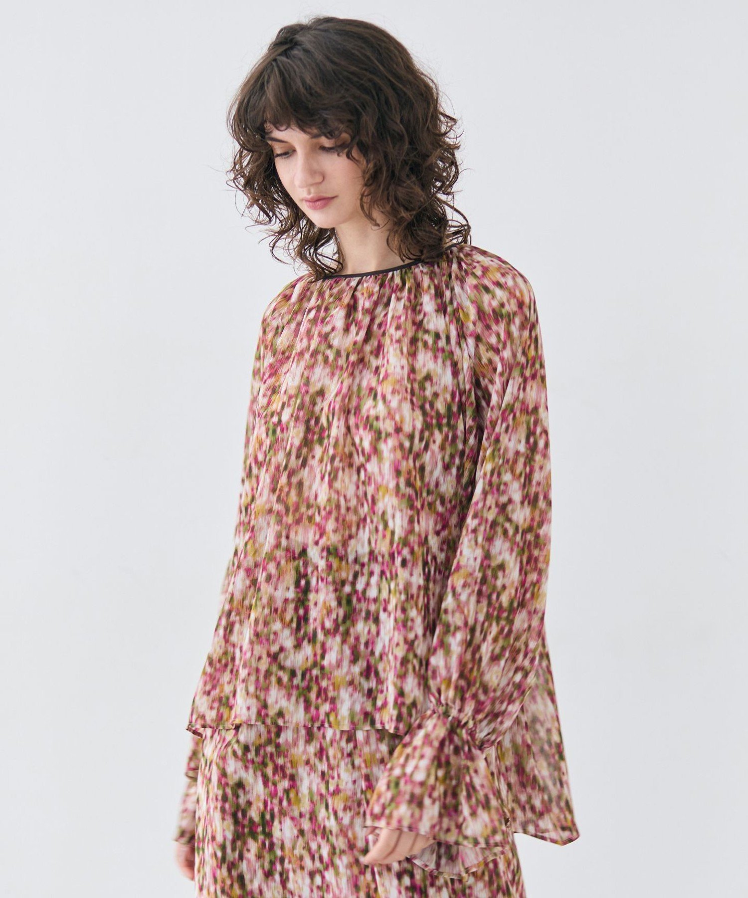, 【洗える】BORONIA / フラワーシフォンブラウス ベイジ, トップス シャツ・ブラウス ピンク
