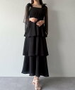【SALE/48%OFF】JUNOAH mipiarl チュールリボンティアードキャミワンピース ジュノア ワンピース・ドレス ワンピース グレー イエロー ホワイト ブラック ピンク【送料無料】