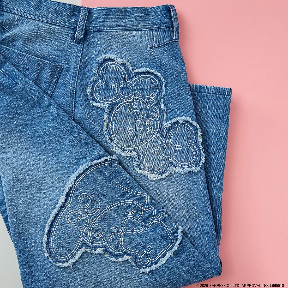 Rose Tiara 【My Melody】マイメロディ 刺繍カーブデニム ローズティアラ パンツ ジーンズ・デニムパンツ ネイビー